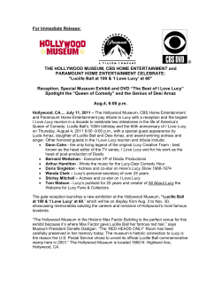 For Immediate Release:  THE HOLLYWOOD MUSEUM, CBS HOME ENTERTAINMENT and