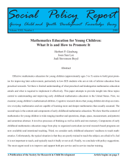 Social   Policy  Report Mathematics Education for Young Children: