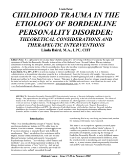 CHILDHOOD TRAUMA IN THE ETIOLOGY OF BORDERLINE PERSONALITY DISORDER: THEORETICAL CONSIDERATIONS AND