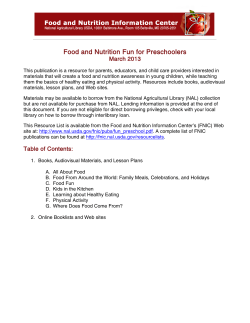 Food and Nutrition Fun for Preschoolers March 2013