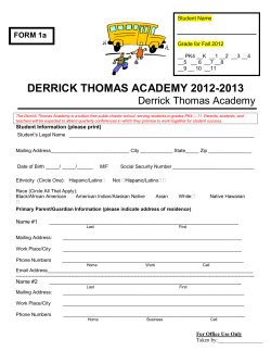 DERRICK THOMAS ACADEMY 2012-2013 Derrick Thomas Academy FORM 1a