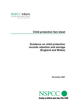 Child protection fact sheet Guidance on child protection records retention and storage