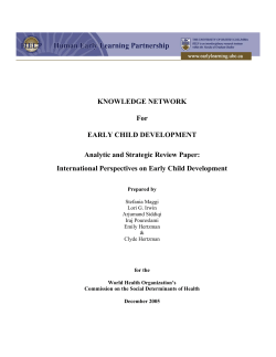KNOWLEDGE NETWORK  For EARLY CHILD DEVELOPMENT