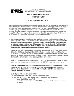 CHILD CARE APPLICATION INSTRUCTIONS STATE OF ILLINOIS
