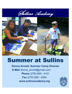 S ullins Academy Summer at Sullins Donna Arnold- Summer Camp Director