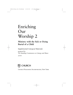 Enriching Our Worship 2 Ministry with the Sick or Dying