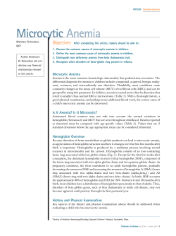 Microcytic Anemia Objectives