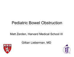 Pediatric Bowel Obstruction Matt Zerden, Harvard Medical School III Gillian Lieberman, MD