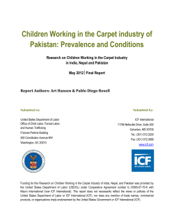 Children Working in the Carpet industry of Pakistan: Prevalence and Conditions