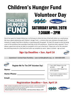 Children’s Hunger Fund Volunteer Day  SATURDAY APRIL 20TH