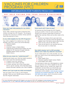 Vaccines for children Program (Vfc) information for Parents from cdc