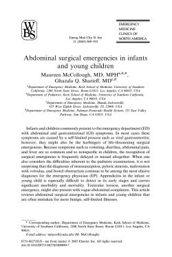 Abdominal surgical emergencies in infants and young children *, Maureen McCollough, MD, MPH