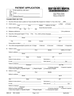 PATIENT APPLICATION  PLEASE PRINT OR TYPE