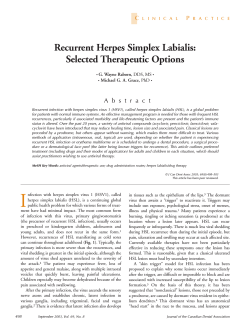 Recurrent Herpes Simplex Labialis: Selected Therapeutic Options C