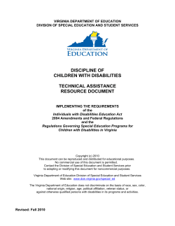 DISCIPLINE OF CHILDREN WITH DISABILITIES  TECHNICAL ASSISTANCE