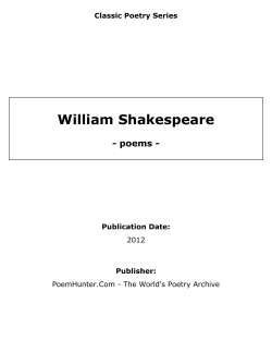 William Shakespeare - poems - Classic Poetry Series Publication Date: