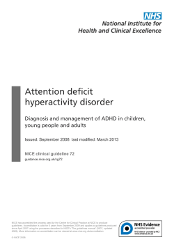 Attention deficit hyperactivity disorder Diagnosis and management of ADHD in children,