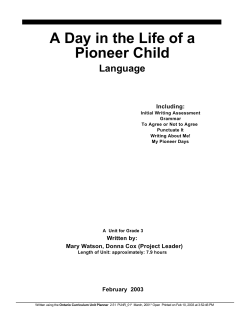 A Day in the Life of a Pioneer Child Language Including: