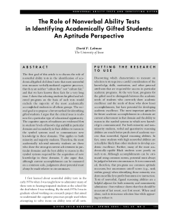 The Role of Nonverbal Ability Tests in Identifying Academically Gifted Students: