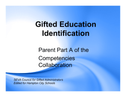 Gifted Education Identification Parent Part A of the Competencies