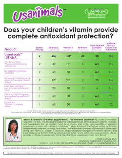 Does your children’s vitamin provide complete antioxidant protection? Product Usanimals