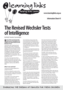 The Revised Wechsler Tests of Intelligence S