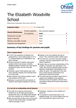 The Elizabeth Woodville School School report