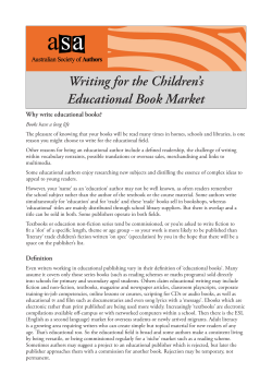 Writing for the Children’s Educational Book Market Why write educational books?