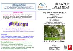 The Ray Allen Centre Bulletin Little Rays Day Nursery