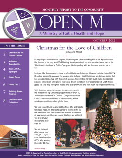Christmas for the Love of Children 2 Monthly Report to the Community