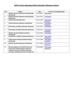 DOPT Circulars Regarding Children Education Allowance Scheme