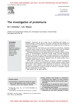 The investigation of proteinuria M.T. Christian , A.R. Watson ARTICLE IN PRESS