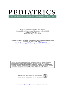 Subcommittee on Diagnosis and Management of Bronchiolitis 2006;118;1774 DOI: 10.1542/peds.2006-2223