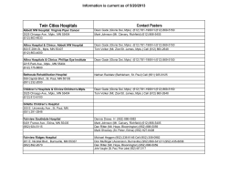 Twin Cities Hospitals Contact Pastors Information is current as of 5/20/2013
