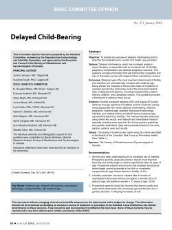 Delayed Child-Bearing SOGC COMMITTEE OPINION No. 271, January 2012