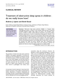Treatment of obstructive sleep apnea in children: CLINICAL REVIEW