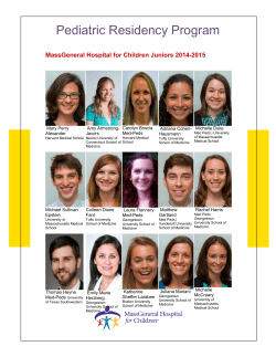 Pediatric Residency Program MassGeneral Hospital for Children Juniors 2014-2015  Amy Armstrong-