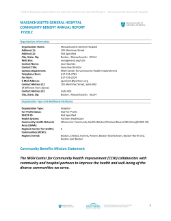 MASSACHUSETTS GENERAL HOSPITAL COMMUNITY BENEFIT ANNUAL REPORT FY2012