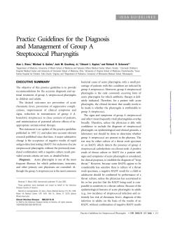 Practice Guidelines for the Diagnosis and Management of Group A Streptococcal Pharyngitis