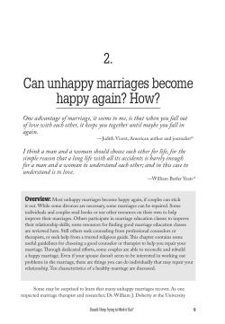 2. Can unhappy marriages become happy again? How?