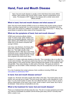 Hand, Foot and Mouth Disease Page 1 of 3