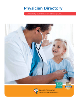 Physician Directory Directory current as of January 2013