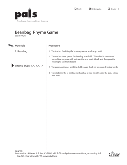 Beanbag Rhyme Game ❑ Materials Procedure
