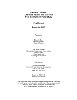 Resilient Children: Literature Review and Evidence from the HOPE VI Panel Study