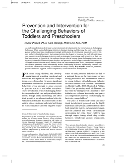 Prevention and Intervention for the Challenging Behaviors of Toddlers and Preschoolers