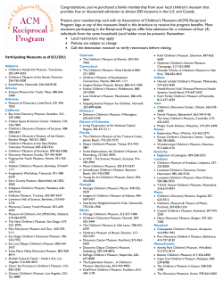 Congratulations, you’ve purchased a family membership from your local children’s... provides free or discounted admission to almost 200 museums in...