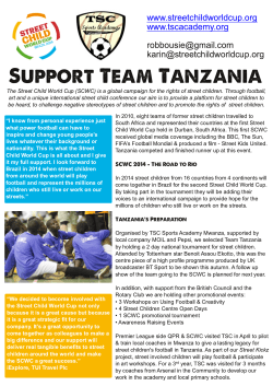 Support Team Tanzania www.streetchildworldcup.org www.tscacademy.org