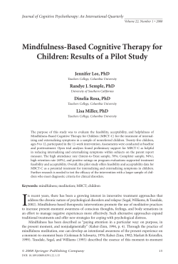 Mindfulness-Based Cognitive Therapy for Children: Results of a Pilot Study
