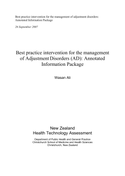 Best practice intervention for the management of Adjustment Disorders (AD): Annotated Information Package