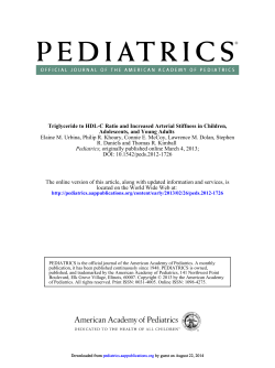 Triglyceride to HDL-C Ratio and Increased Arterial Stiffness in Children,